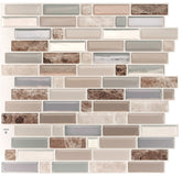 Smart Tiles Mosaik Series SM1097-4 Wall Tile, 9.36 in L Tile, 9.73 in W Tile, Straight Edge, Crescendo Terra Pattern